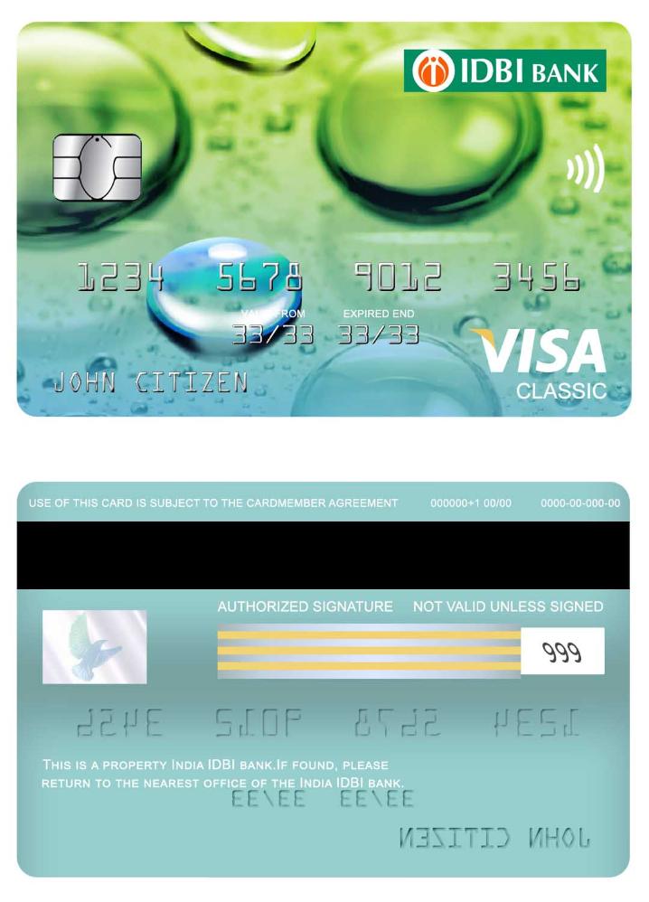 India IDBI bank visa classic card screen
